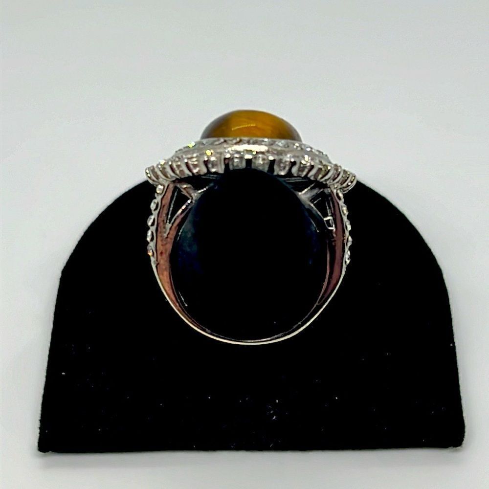 Amazing Vintage Silver Ring With Brown And Clear Stones - Picture 3 of 6